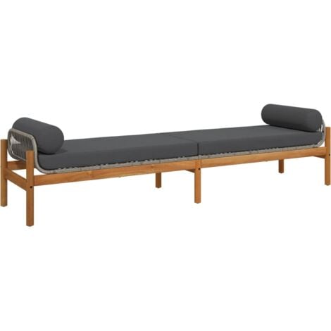 Banc de jardin avec coussin gris résine tressée acacia vidaXL