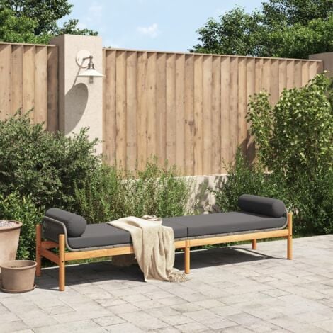 Banc de jardin avec coussin gris résine tressée acacia vidaXL