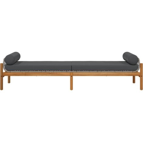 Banc de jardin avec coussin gris résine tressée acacia vidaXL