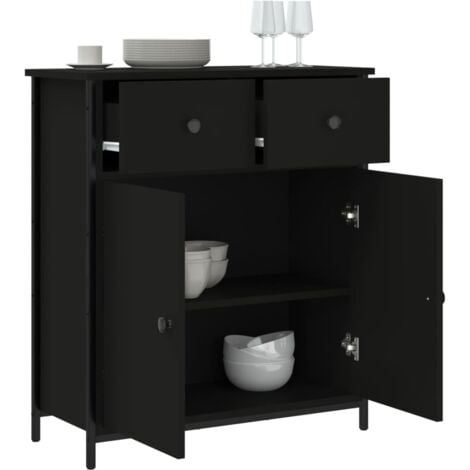 Buffet noir 70x30x80 cm bois d'ingénierie vidaXL