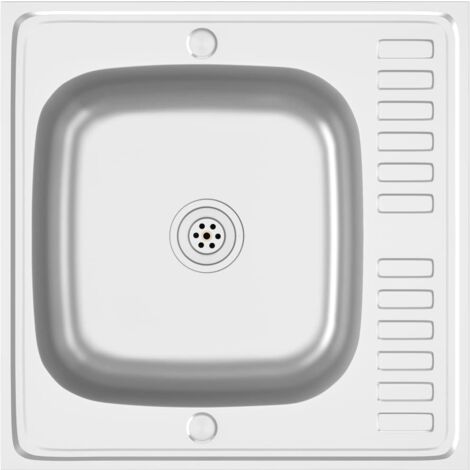 Jeu d'évier de cuisine et égouttoir argenté 600x600x155 mm inox vidaXL