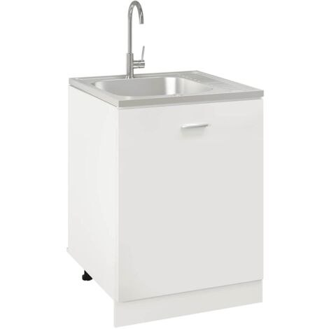 Jeu d'évier de cuisine et égouttoir argenté 600x600x155 mm inox vidaXL