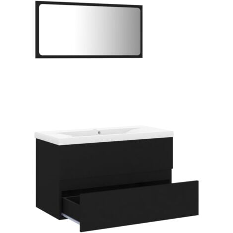 Ensemble de meubles de salle de bain Noir Aggloméré vidaXL