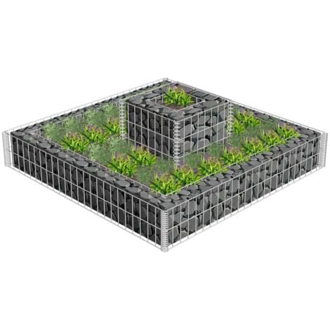 Jardinière en gabion Acier galvanisé 120x120x20 cm vidaXL