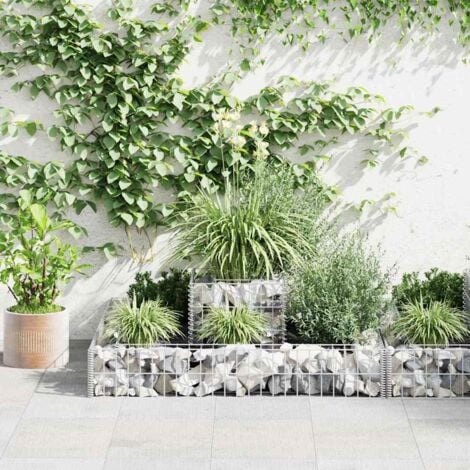Jardinière en gabion Acier galvanisé 120x120x20 cm vidaXL