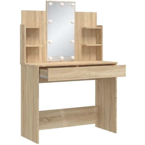 Coiffeuse avec lumières LED chêne sonoma 96x40x142 cm vidaXL