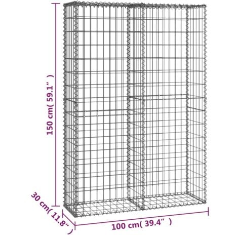 Panier de gabion avec couvercle Fil galvanisé 150x100x30 cm vidaXL