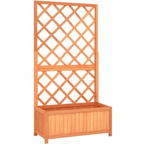 Jardinière à treillis jardin Marron 70x30x135 cm Bois de sapin vidaXL