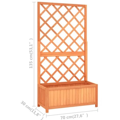Jardinière à treillis jardin Marron 70x30x135 cm Bois de sapin vidaXL