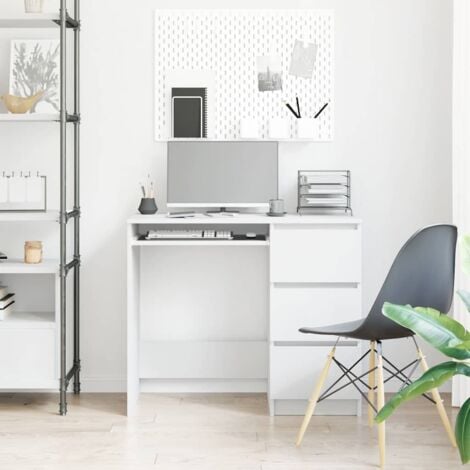 Bureau Blanc 90x45x76 cm Bois d’ingénierie vidaXL