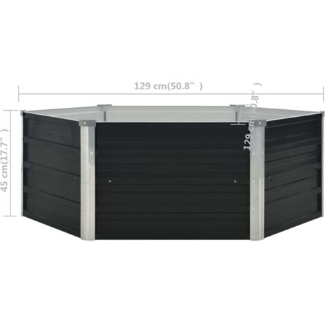 Jardinière surélevée Anthracite 129x129x45 cm Acier galvanisé vidaXL