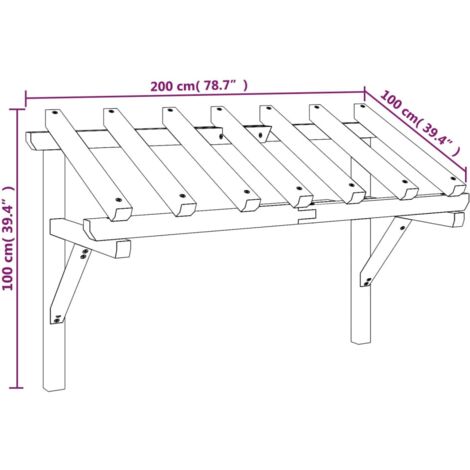 Marquise de porte 200x100x100 cm en pin massif  vidaXL