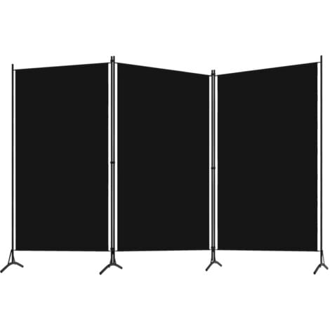 Cloison de séparation 3 panneaux Noir 260x180 cm vidaXL