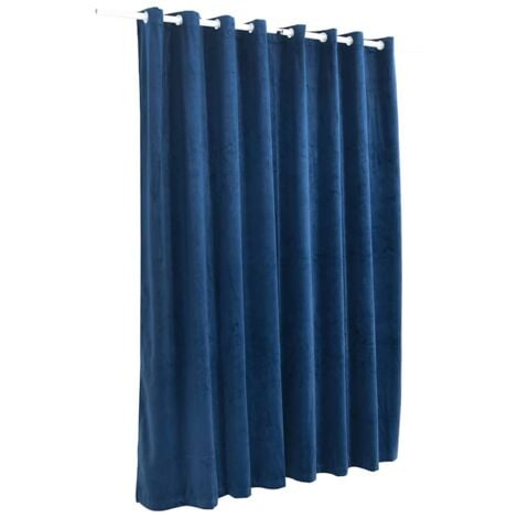 Rideau occultant et anneaux Velours Bleu foncé 290x245 cm vidaXL