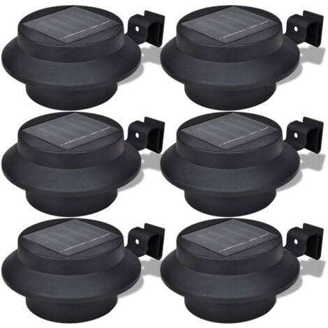 Lampes solaires 6 pcs pour clôture gouttière Noir   vidaXL