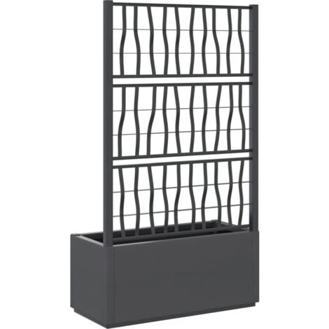 Jardinière avec treillis gris foncé 80x36x140 cm PP vidaXL