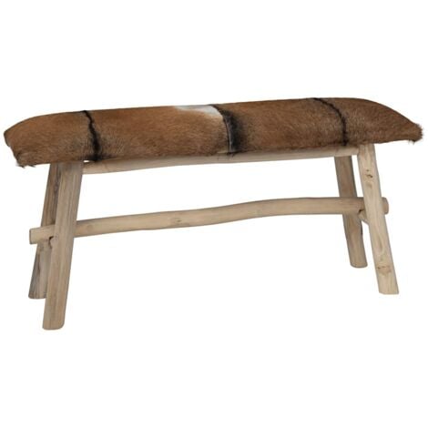 Banc Cuir véritable Teck vidaXL