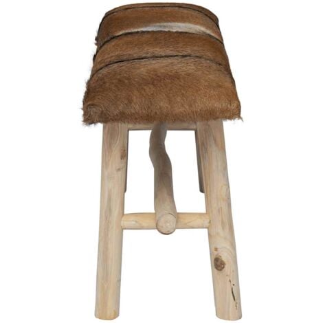 Banc Cuir véritable Teck vidaXL