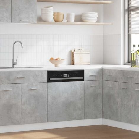 Panneau de lave-vaisselle gris béton 45x3x67 cm vidaXL