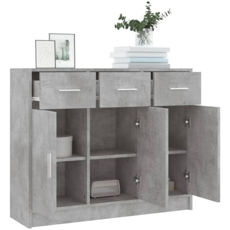 Buffet gris béton 91x28x75 cm bois d'ingénierie vidaXL