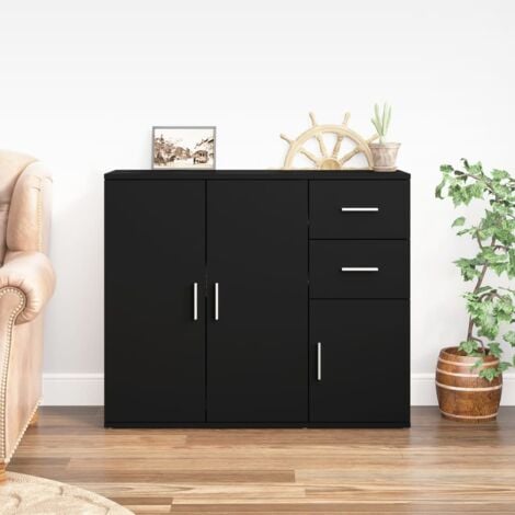 Buffet Noir 91x29,5x75 cm Bois d'ingénierie vidaXL