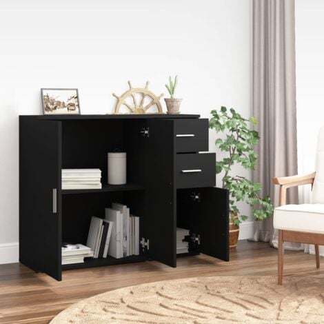 Buffet Noir 91x29,5x75 cm Bois d'ingénierie vidaXL