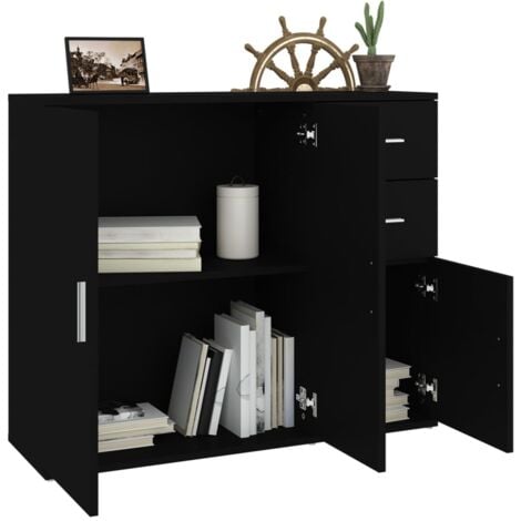 Buffet Noir 91x29,5x75 cm Bois d'ingénierie vidaXL
