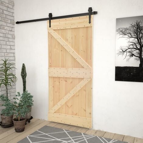 Porte coulissante avec kit de quincaillerie 80x210cm Pin massif vidaXL