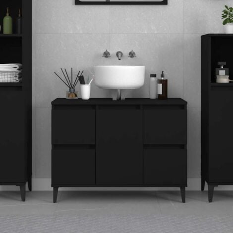 Meuble d'évier noir 80x33x60 cm bois d'ingénierie vidaXL