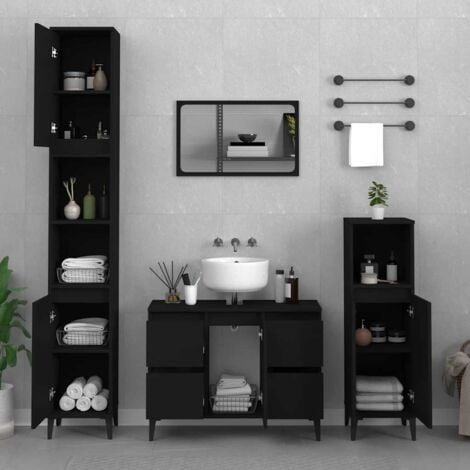 Meuble d'évier noir 80x33x60 cm bois d'ingénierie vidaXL