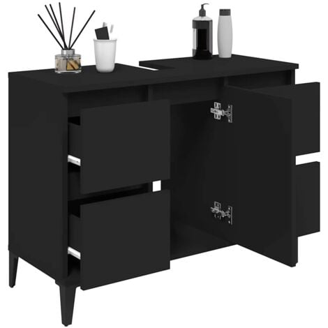 Meuble d'évier noir 80x33x60 cm bois d'ingénierie vidaXL