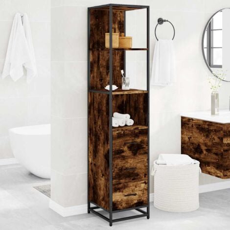 Armoire de salle de bain chêne fumé 35x37,5x166 cm vidaXL