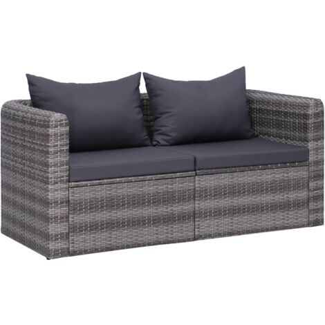 Canapés d'angle de jardin 2 pcs Gris Résine tressée vidaXL