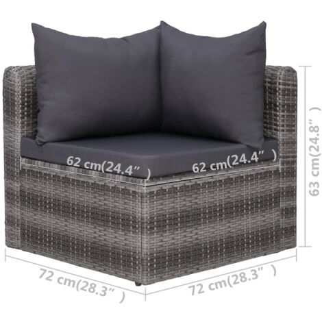 Canapés d'angle de jardin 2 pcs Gris Résine tressée vidaXL