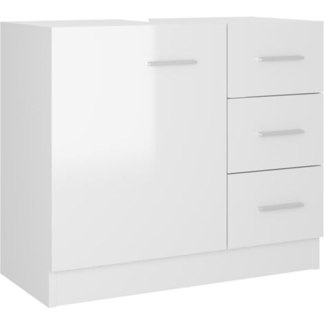 Armoire d'évier Blanc brillant 63x30x54 cm Bois d'ingénierie vidaXL