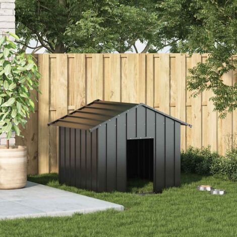 Niche pour chien avec toit noir 131x101x102 cm acier galvanisé vidaXL