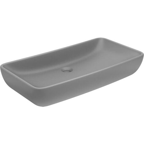 Lavabo de luxe rectangulaire Gris clair mat 71x38 cm Céramique vidaXL