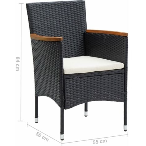 Chaises à manger de jardin lot de 4 Résine tressée Noir vidaXL