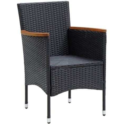 Chaises à manger de jardin lot de 4 Résine tressée Noir vidaXL