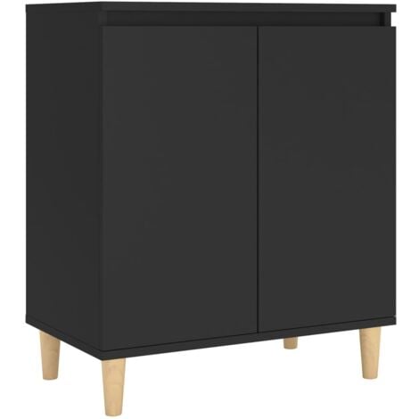 Buffet avec pieds en bois massif noir bois d'ingénierie vidaXL