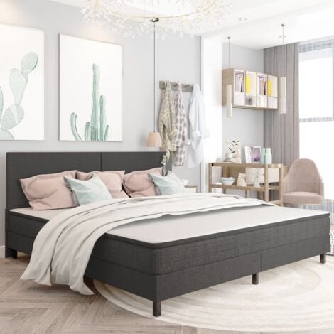 Sommier à lattes de lit sans matelas gris tissu 200x200 cm vidaXL