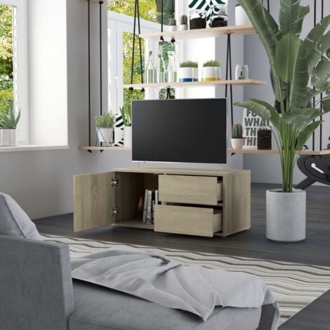 Meuble TV Chêne sonoma 80x34x36 cm Bois d'ingénierie vidaXL