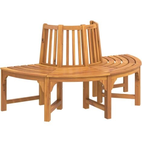 Banc demi-circulaire tour d'arbre Ø160cm bois massif eucalyptus vidaXL