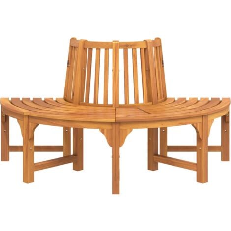 Banc demi-circulaire tour d'arbre Ø160cm bois massif eucalyptus vidaXL