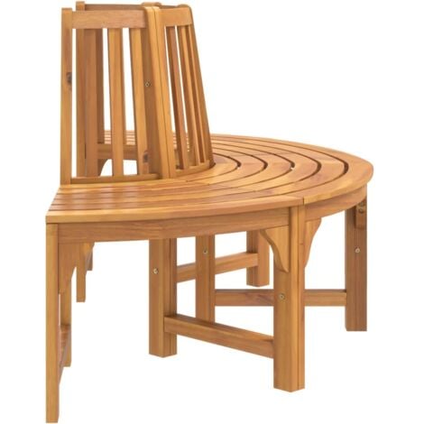 Banc demi-circulaire tour d'arbre Ø160cm bois massif eucalyptus vidaXL