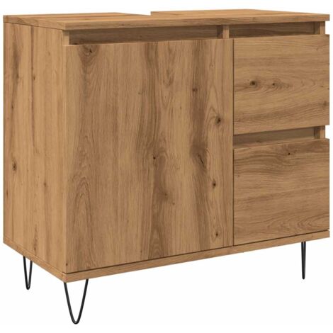 Armoire de lavabo de salle de bain chêne artisanal 65x33x60 cm vidaXL