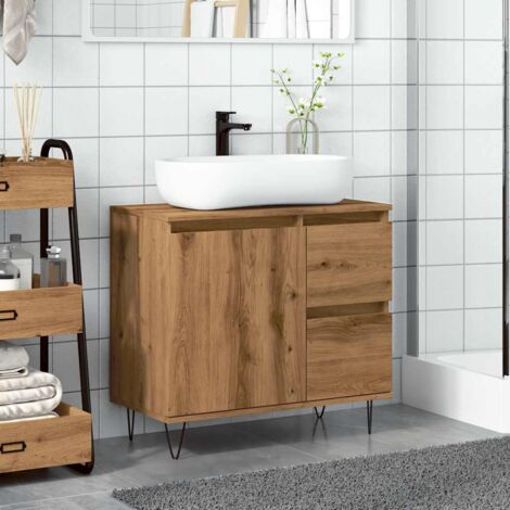 Armoire de lavabo de salle de bain chêne artisanal 65x33x60 cm vidaXL