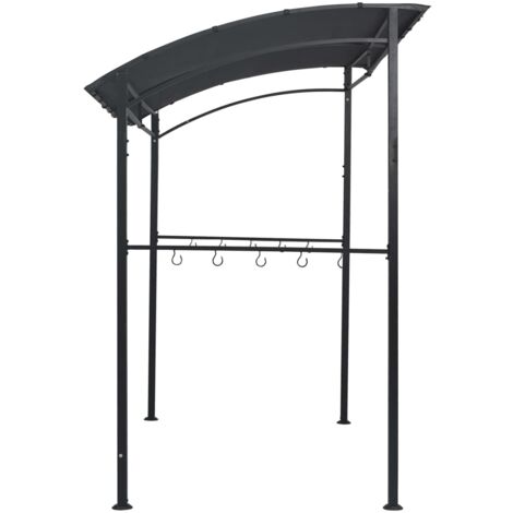 Belvédère De Jardin Pour Barbecue 215x150x220 Cm - Acier Anthracite, Toit Polyester, 10 Crochets, Abri Extérieur