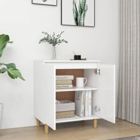Buffet avec pieds en bois massif blanc bois d'ingénierie vidaXL