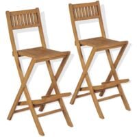 Tabourets pliables de bar d'extérieur lot de 2 Bois teck solide vidaXL